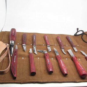 12-piece carving knife set from UJ Ramelson that includes a bench knife, chip carving knives, and more