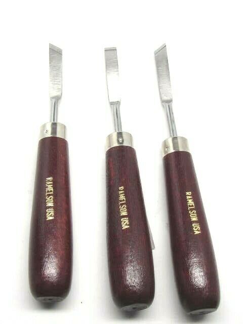 An image of a three-piece dog leg chisel set by UJ Ramelson