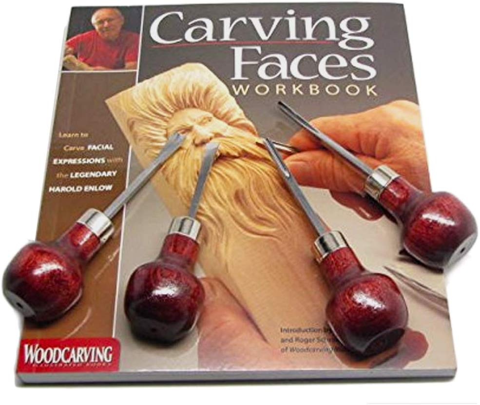 Workbook with a four-piece set of wood carving tools endorsed by Harry Enlow