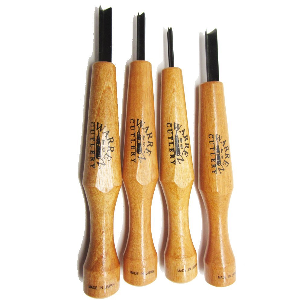 An image of a Warren four-piece V tool carving set sold by UJ Ramelson